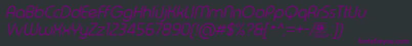 Czcionka TypoRoundLightItalicDemo – fioletowe czcionki na czarnym tle