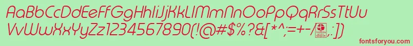 TypoRoundLightItalicDemo Font – Red Fonts on Green Background