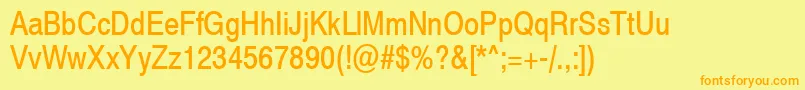 Swiss721NarrowSwa Font – Orange Fonts on Yellow Background