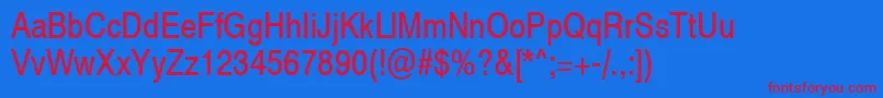 Swiss721NarrowSwa Font – Red Fonts on Blue Background