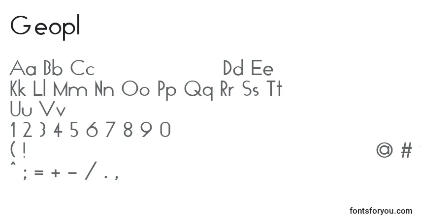 Fuente Geoplain - alfabeto, números, caracteres especiales