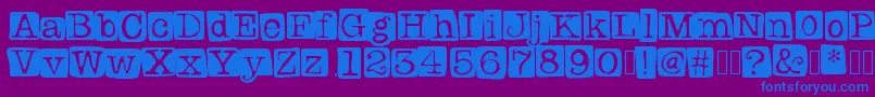 Badlystamped-Schriftart – Blaue Schriften auf violettem Hintergrund