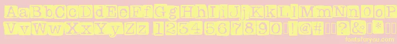 Badlystamped-Schriftart – Gelbe Schriften auf rosa Hintergrund