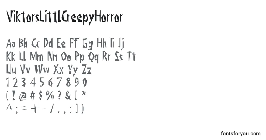 Schriftart ViktorsLittlCreepyHorror – Alphabet, Zahlen, spezielle Symbole