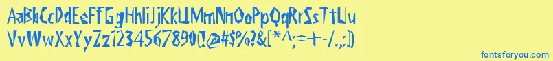 ViktorsLittlCreepyHorror-fontti – siniset fontit keltaisella taustalla