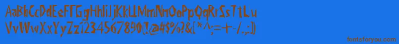 フォントViktorsLittlCreepyHorror – 茶色の文字が青い背景にあります。