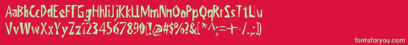 フォントViktorsLittlCreepyHorror – 赤い背景に緑の文字