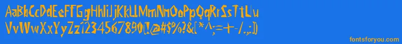 フォントViktorsLittlCreepyHorror – オレンジ色の文字が青い背景にあります。