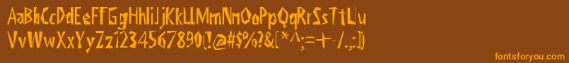 フォントViktorsLittlCreepyHorror – オレンジ色の文字が茶色の背景にあります。