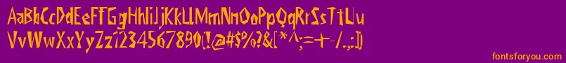 ViktorsLittlCreepyHorror-fontti – oranssit fontit violetilla taustalla