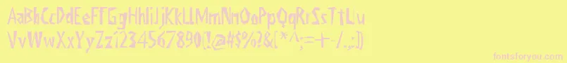ViktorsLittlCreepyHorror-Schriftart – Rosa Schriften auf gelbem Hintergrund