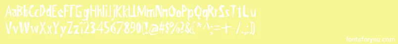 ViktorsLittlCreepyHorror-Schriftart – Weiße Schriften auf gelbem Hintergrund