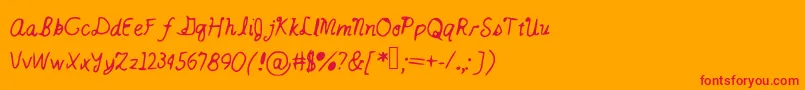 Catsintheclouds-Schriftart – Rote Schriften auf orangefarbenem Hintergrund