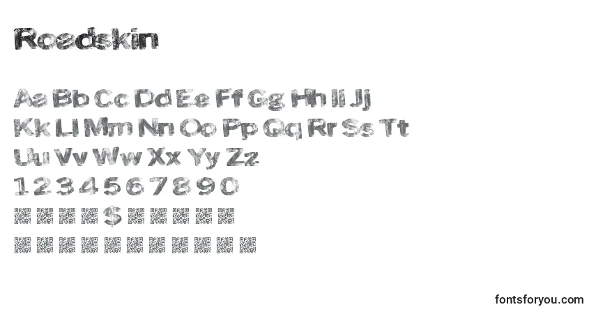 Czcionka Roadskin – alfabet, cyfry, specjalne znaki