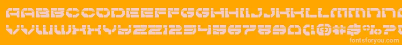 Pulsarclasslaser-Schriftart – Rosa Schriften auf orangefarbenem Hintergrund