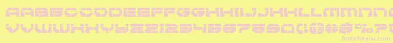 Pulsarclasslaser-fontti – vaaleanpunaiset fontit keltaisella taustalla