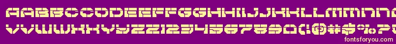 Pulsarclasslaser-Schriftart – Gelbe Schriften auf violettem Hintergrund
