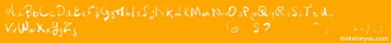 VtksVinteECinco-Schriftart – Weiße Schriften auf orangefarbenem Hintergrund