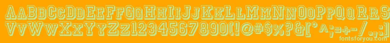 Jerseyletters-Schriftart – Grüne Schriften auf orangefarbenem Hintergrund