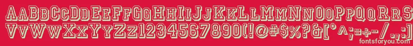 Jerseyletters-Schriftart – Grüne Schriften auf rotem Hintergrund