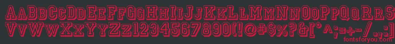 フォントJerseyletters – 黒い背景に赤い文字