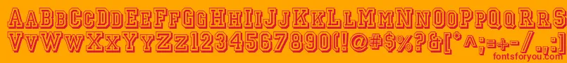 Jerseyletters-Schriftart – Rote Schriften auf orangefarbenem Hintergrund