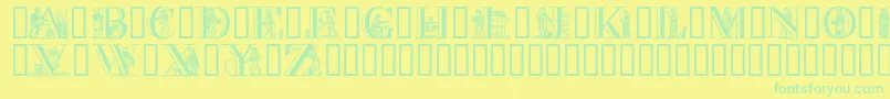 APictureAlphabet-Schriftart – Grüne Schriften auf gelbem Hintergrund