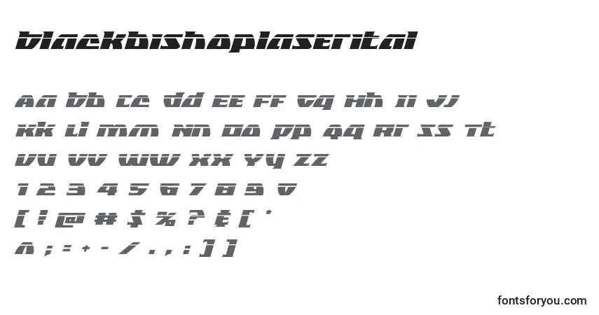 Czcionka Blackbishoplaserital – alfabet, cyfry, specjalne znaki