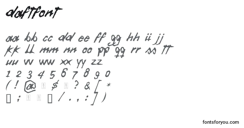 Czcionka DaftFont – alfabet, cyfry, specjalne znaki