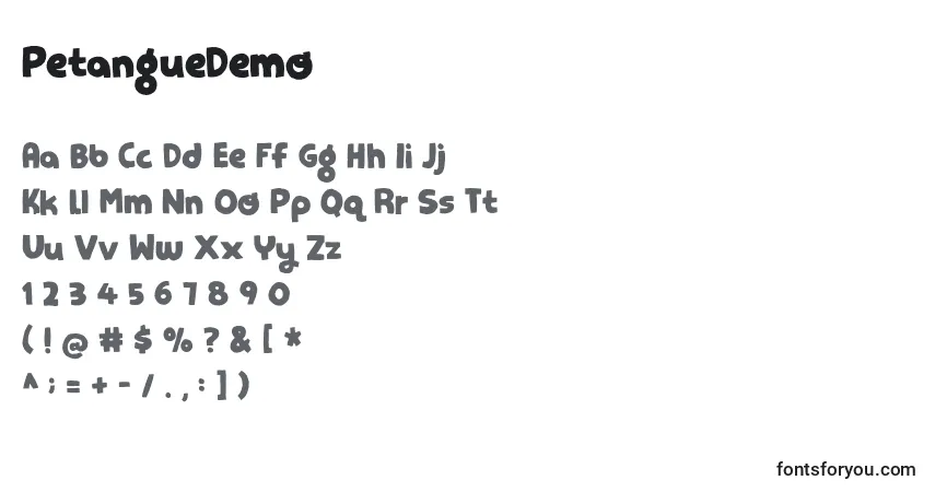 Шрифт PetangueDemo – алфавит, цифры, специальные символы