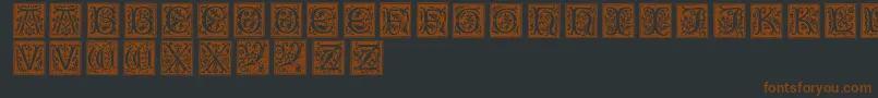 Czcionka Typographerwoodcut01 – brązowe czcionki na czarnym tle