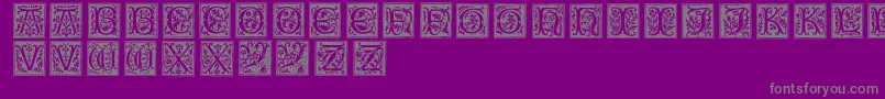 Typographerwoodcut01-Schriftart – Graue Schriften auf violettem Hintergrund