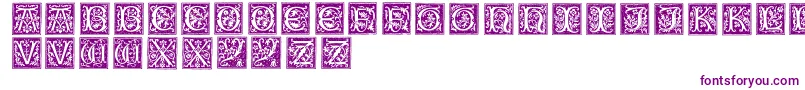 Typographerwoodcut01-Schriftart – Violette Schriften auf weißem Hintergrund