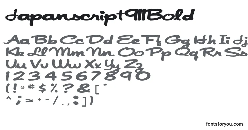 Czcionka Japanscript911Bold – alfabet, cyfry, specjalne znaki