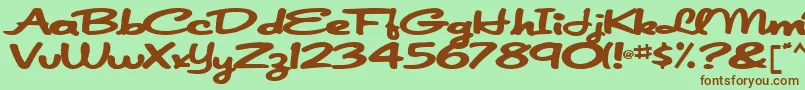 フォントJapanscript911Bold – 緑の背景に茶色のフォント