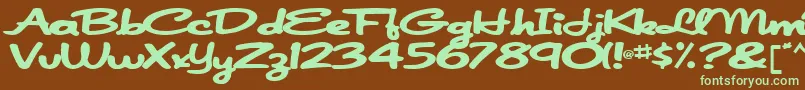 Japanscript911Bold-fontti – vihreät fontit ruskealla taustalla