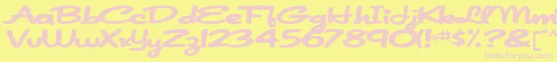 Fonte Japanscript911Bold – fontes rosa em um fundo amarelo