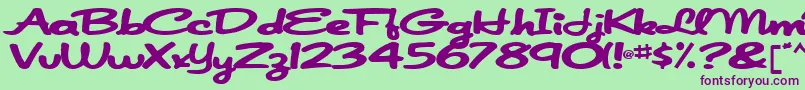 Japanscript911Bold Font – Purple Fonts on Green Background