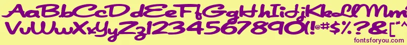 Japanscript911Bold Font – Purple Fonts on Yellow Background