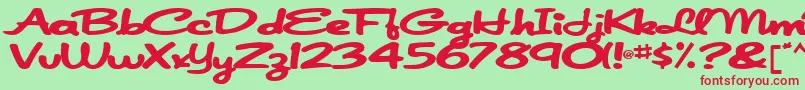 Czcionka Japanscript911Bold – czerwone czcionki na zielonym tle