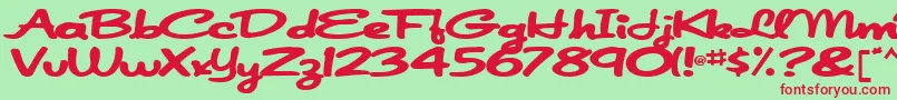 fuente Japanscript911Bold – Fuentes Rojas Sobre Fondo Verde