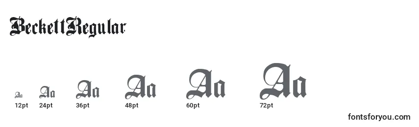 BeckettRegular Font Sizes