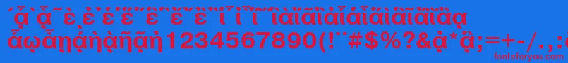 PragmaticapgttBold-Schriftart – Rote Schriften auf blauem Hintergrund