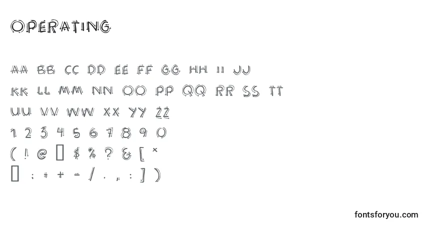 Czcionka Operating – alfabet, cyfry, specjalne znaki