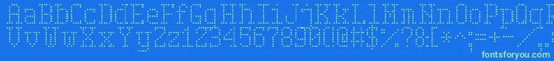 SerifDotDigital7 Font – Green Fonts on Blue Background