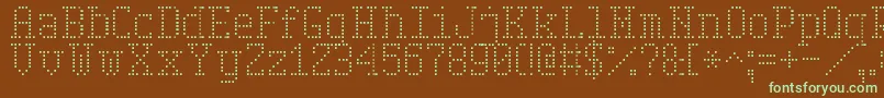 SerifDotDigital7-fontti – vihreät fontit ruskealla taustalla