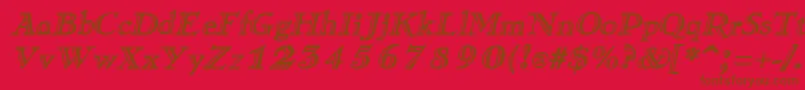 Fonte RamonaItalic – fontes marrons em um fundo vermelho
