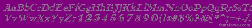 RamonaItalic-Schriftart – Graue Schriften auf violettem Hintergrund