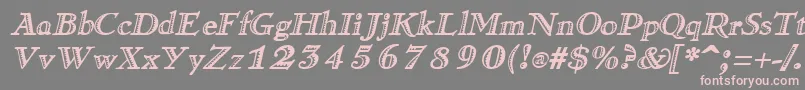 Czcionka RamonaItalic – różowe czcionki na szarym tle