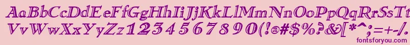 RamonaItalic-fontti – violetit fontit vaaleanpunaisella taustalla